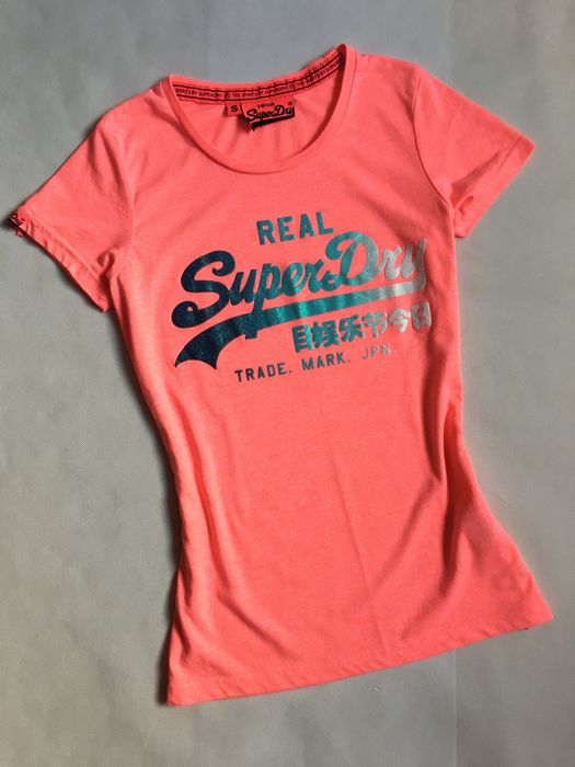 SuperDry koszulka bluzka neon glitter 36 S M ombre logo