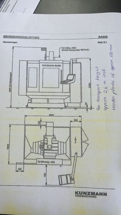 Frezarka CNC KUNZMANN BA600 Centrum obróbcze