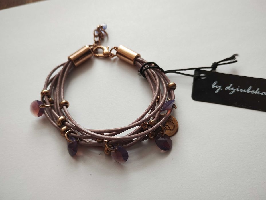 Bransoletka By Dziubeka liliowa z kryształkami Swarovski