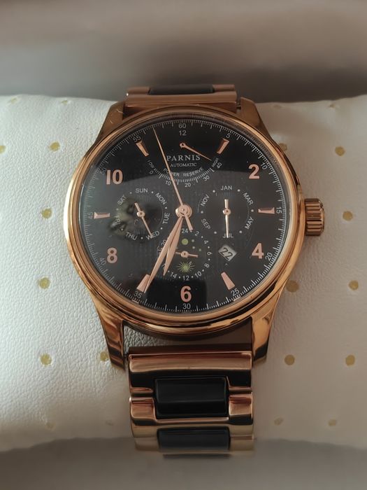 Zegarek męski automatyczny,  chronograf, Parnis PA6062A , 26 kamieni ,szkło szafirowe,japoński mechanizm  Miyota 9100, rezerwa chodu 40 godz