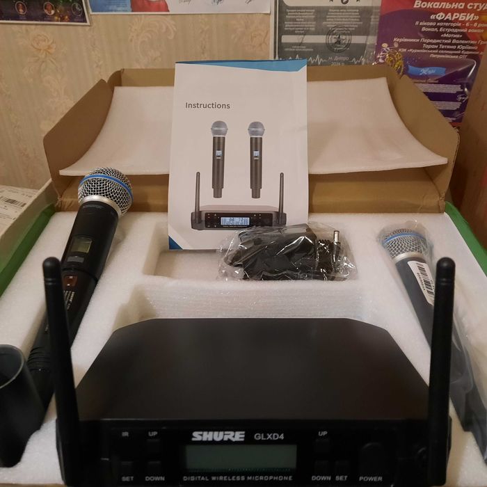 Бездротова мікрофонна система  GLXD4 Shure Beta Sm58 на 2 мікрофони