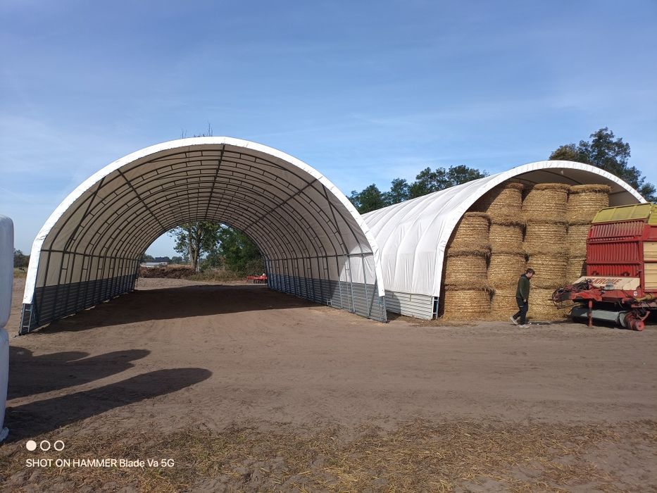 Hala łukowa wiata namiot słoma bydło drób maszyny