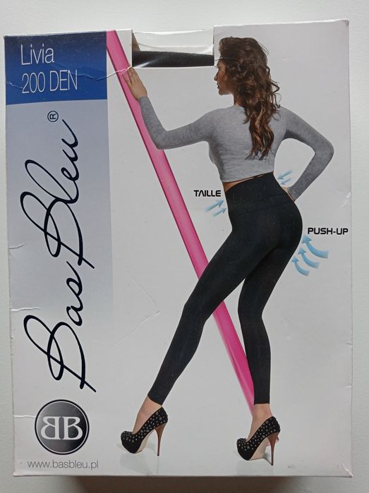 Leginsy getry push up elastic czarne XL/42 NOWE