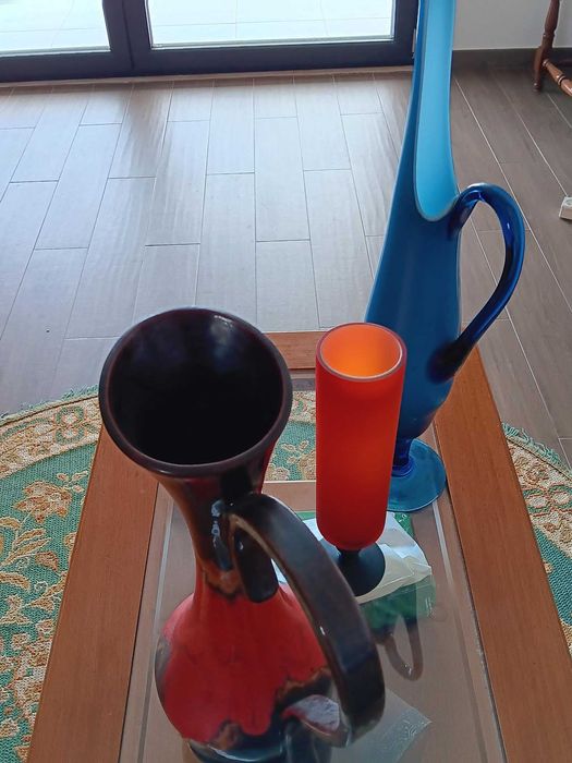 Vasos de Murano e Vaso Cerâmica Laranja art déco anos 60