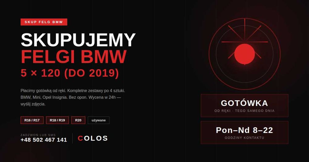 Skup felg aluminiowych 5x120 BMW gotówka od ręki | COLOS