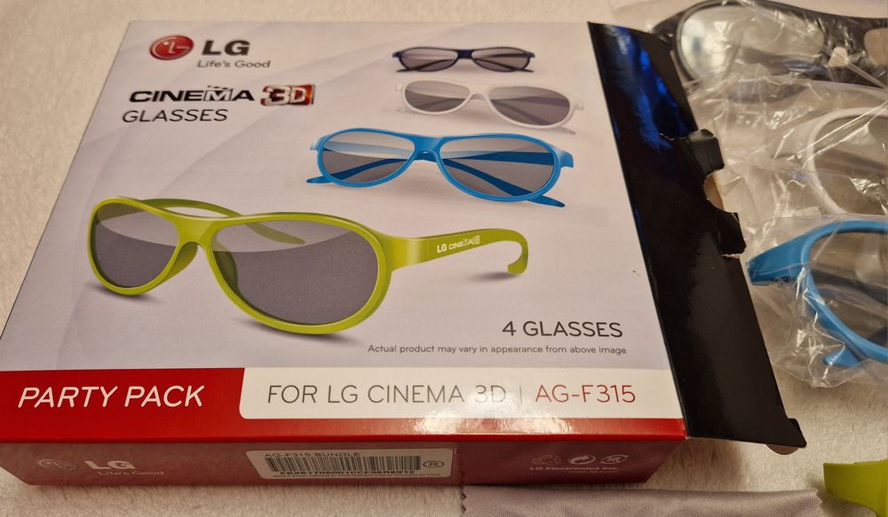 LG Cinema 3D Glasses 4 szt. Kolorowe AG-F315, nowe w folii