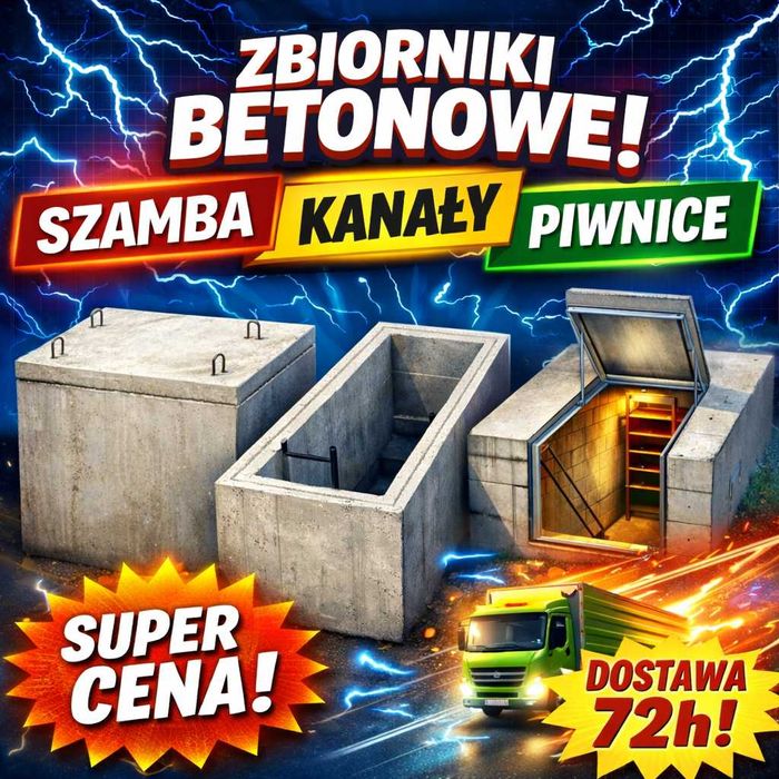 Szambo betonowe 2–14 m3 | KANAŁ 3,5 - 6,0M | PIWNICA kanały SZAMBA