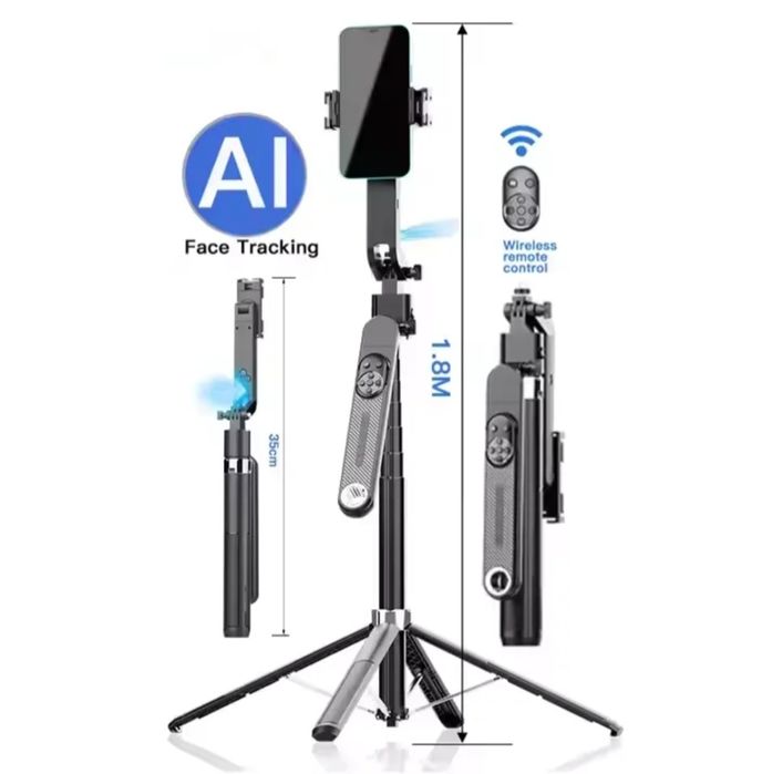 Штатив селфи с AI камерой 360 Q515TK пульт управления 2 лампы Led свет