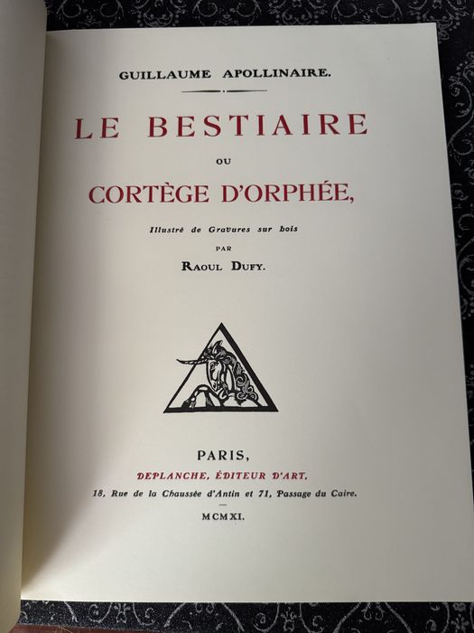 Livro de colecionador: Le bestiare (Apollinaire)