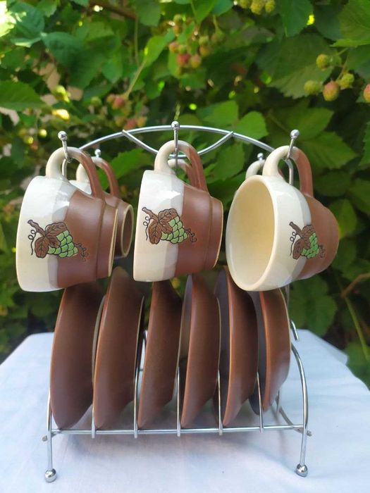 Набор  кофейный  керамика обливная