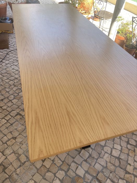 Mesa enorme carvalho pés lacados preto