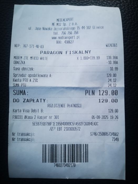 Modem USB  ZTE MF833N