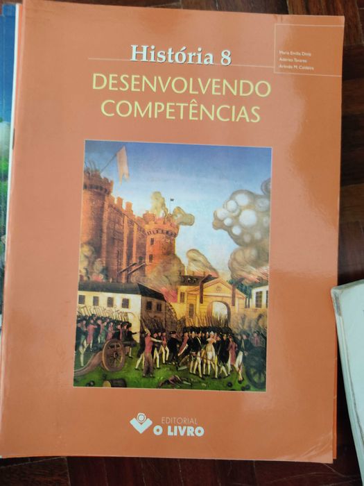 Livros escolares de diferentes anos de ensino e disciplinas