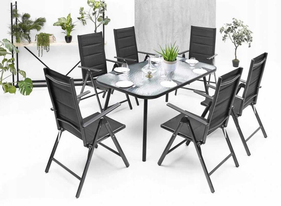 MEBLE OGRODOWE Zestaw STÓŁ 6+1 Na Taras Balkon 90 cm x 150 cm x 73 cm