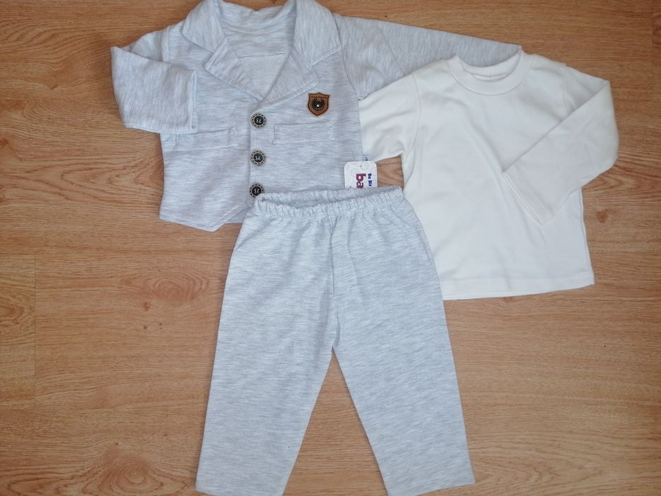 Набор 3в1: пиджак пиджачек джемпер реглан кофта штаны штани брюки 9/12