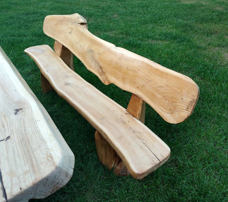 Meble ogrodowe dębowe biesiadne stół ławki komplet zestaw tarasowy