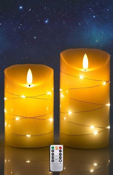 Świece led, Bezpłomieniowa świeca LED z wbudowanym łańcuchem świetlnym