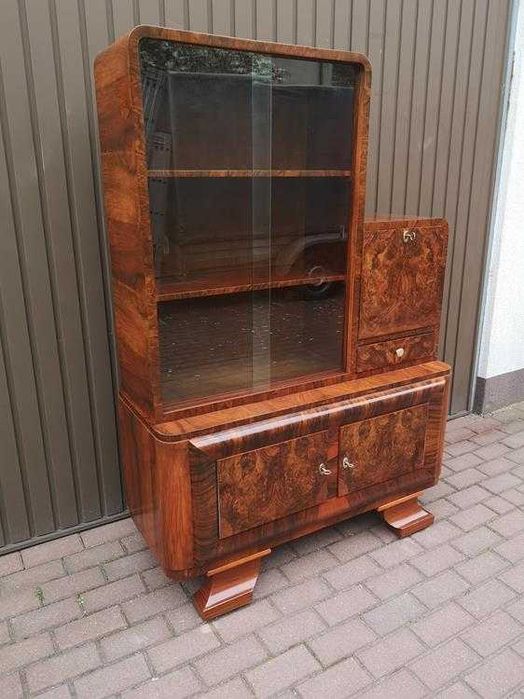 Witryna Barek ART-DECO Unikat Orzech Stara Antyk W Bardzo Dobrym Stanie .