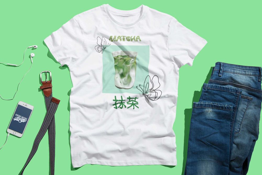 Koszulka z nadrukiem matcha