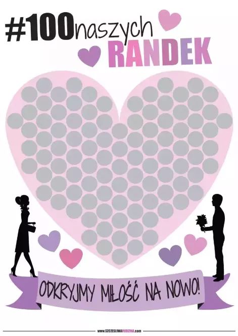 Plakat ze zdrapką dla par #100naszychRandek. Szczęśliwa Rodzina