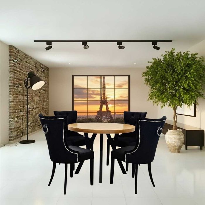 Krzesło krzesła do jadalni z kołatką pinezkami pikowane glamour salon