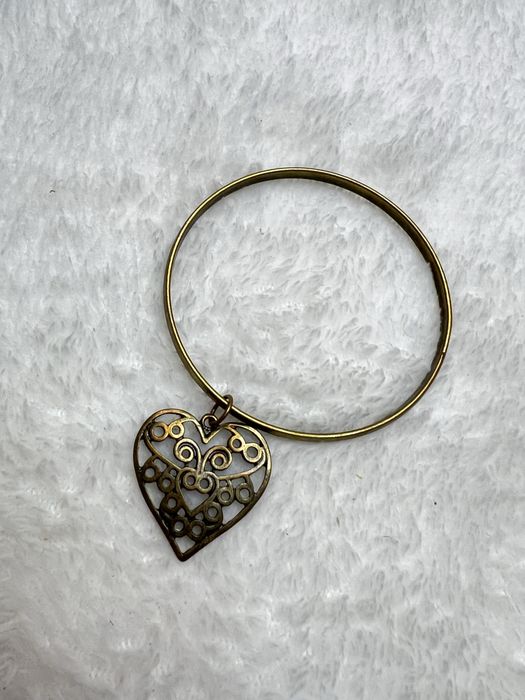 Bransoletka vintage lata 80s mosiądz mosiężna serce ażurowe heart 27