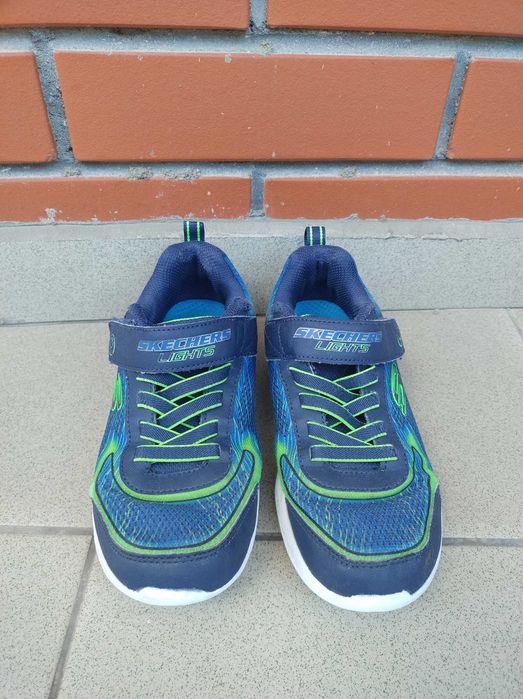 Skechers Lights chłopięce roz. 34 niebiesko-zielone, na rzep. Darmowa dostawa PL