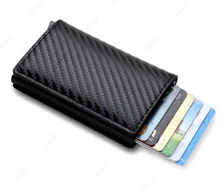Portfel elegancki antykradzieżowych rfid carbon black