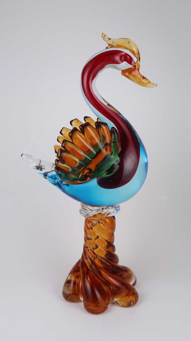 Escultura de pássaro Fénix em vidro Murano