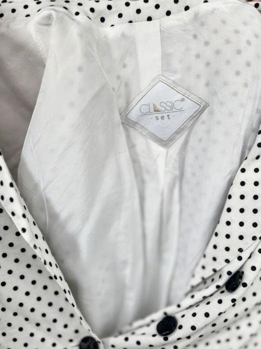 Dwurzędowy vintage żakiet w groszki 70s 80s classic set