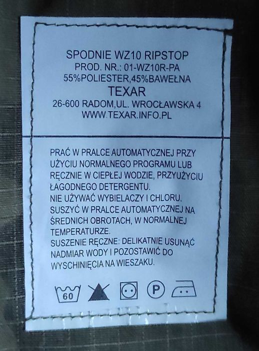 Spodnie bojówki WZ10 S