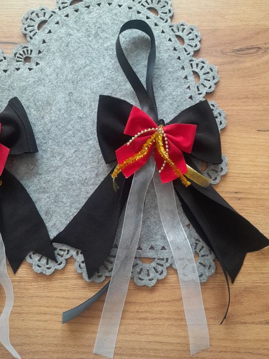 Kokarda ozdobna czarna świąteczna Boże Narodzenie dł.39cm