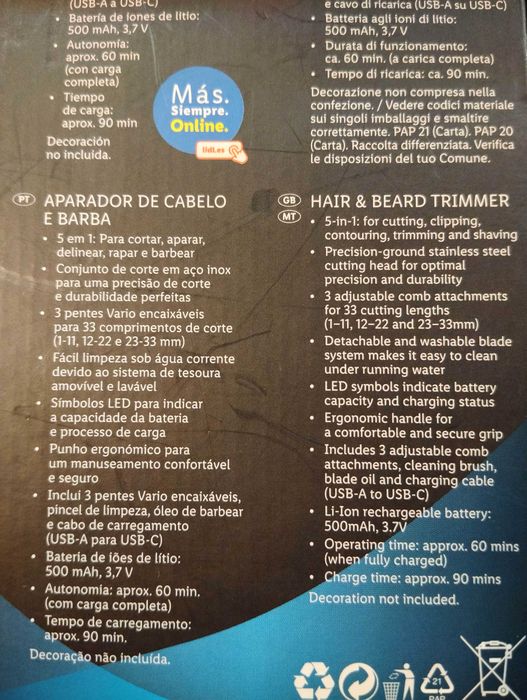 Aparador de Cabelo e Barba - Silvercrest - Lidl - Usado