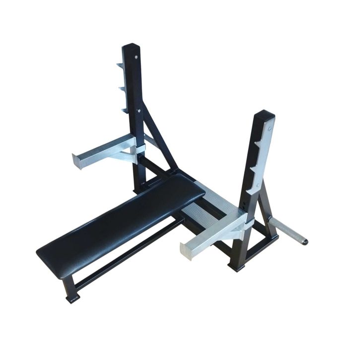 Ławka treningowa płaska olimpijska z asekuracją  SIŁOWNIA