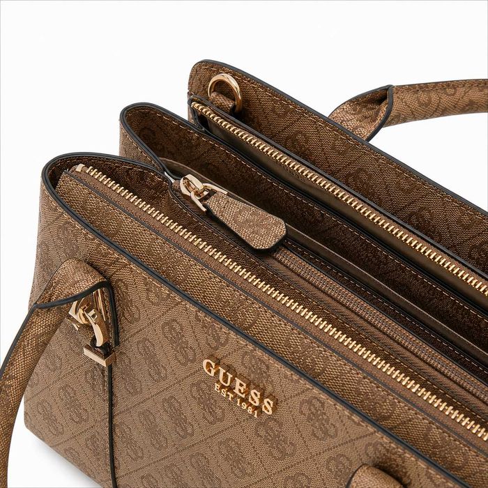 Guess Leona Logo Torebka Damska Shopper Beżowa Na Ramię