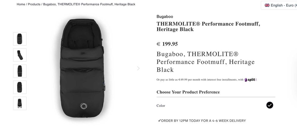 Saco térmico Bugaboo Thermolite Performance original – Heritage Black