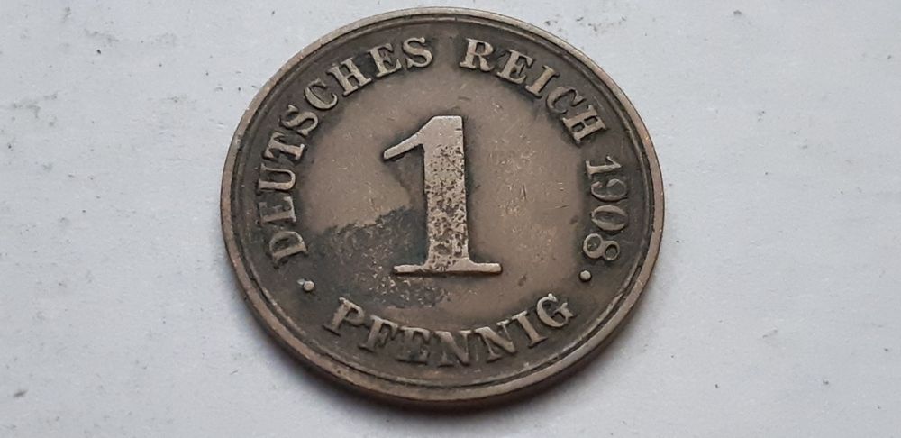 Niemcy Cesarstwo Niemieckie - 1 fenig, pfennig 1908 - mennica D