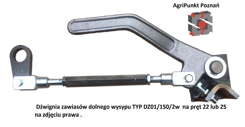 Dźwignia lewa zawiasu dolnego otwierania burt DZ01- ocynk +