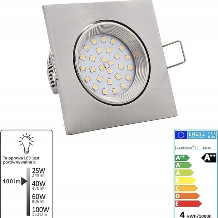 LED wpuszczany Spot 4W 83x83mm IP44 2700K 9 szt.