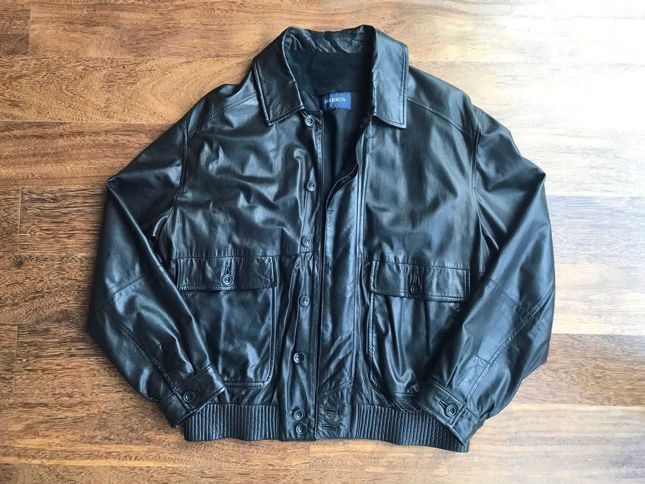 Casaco preto em pele, vintage, para homem - MABRUN