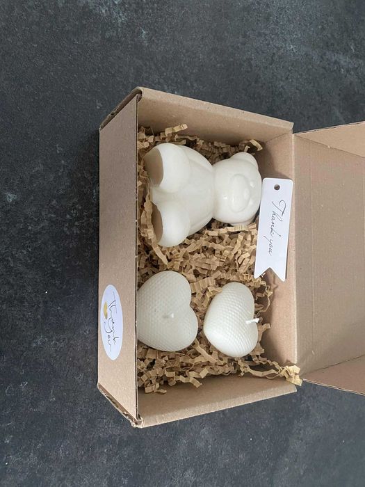 Piękne zestawy świec sojowych na podziękowania, urodziny, komunię