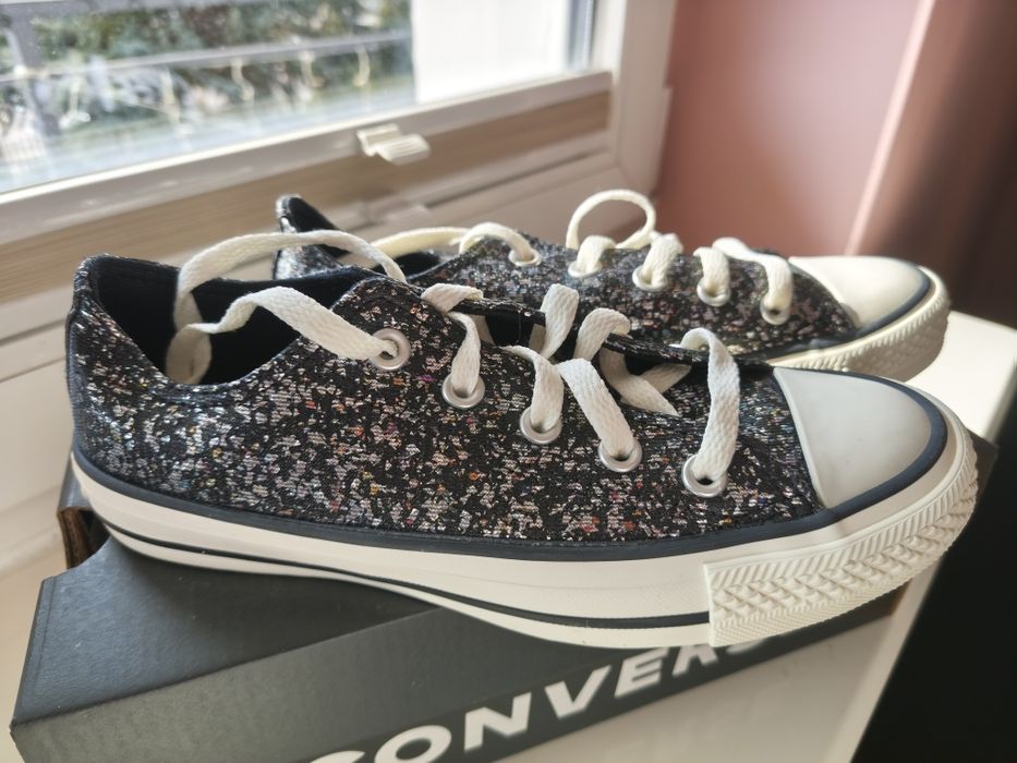 Niskie trampki Converse Brokatowe czarne 36,5