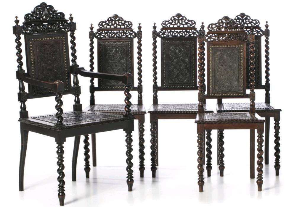 Conjunto Cadeirão e 4 Cadeiras Pau Santo