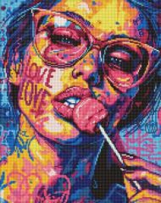 Diamentowa mozaika - Dziewczyna z cukierkiem 40x50 Ideyka pudełko,