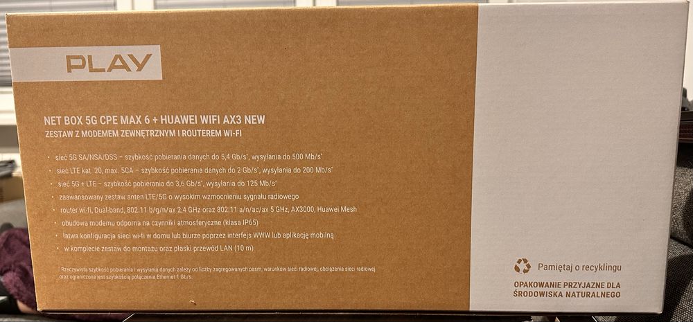 Zestaw Play Net Box 5G CPE Max 6 + Huawei WiFi AX3 (Wi-Fi 6) WARSZAWA ...