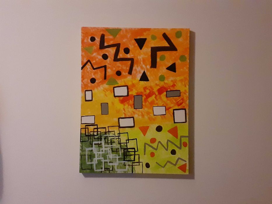 Tela pintada para decorar espaço