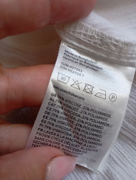 H&M 10-13L Luźna biała koszula z miękkiej tkaniny krepowej