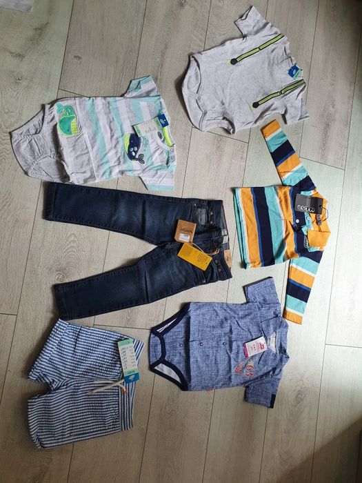 nowe paka ubrań 80 86 92 spodnie body spodenki jeansy hm