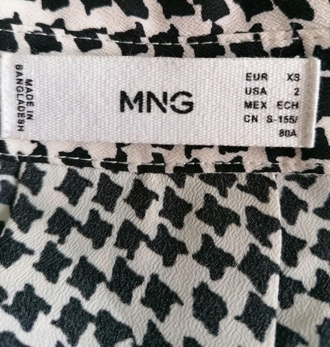 MANGO koszula /bluzka 34 w biało - czarny wzór tzw. kurza stopka