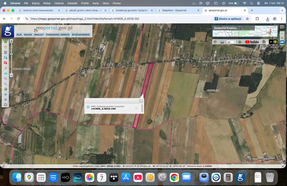 Działka rolna o pow. 4,39 ha w Koszelewie, gm. Gąbin